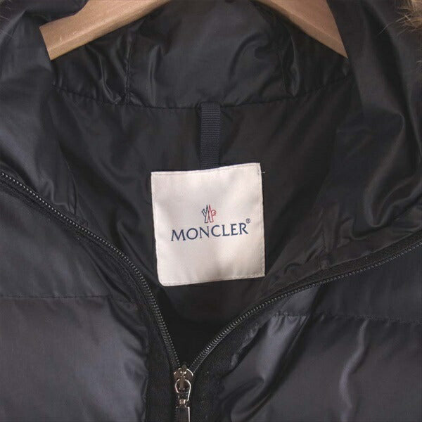 MONCLER モンクレール 国内正規品 NANTES ベルト ロング ダウン コート ダウン ジャケット 黒系 ０【中古】