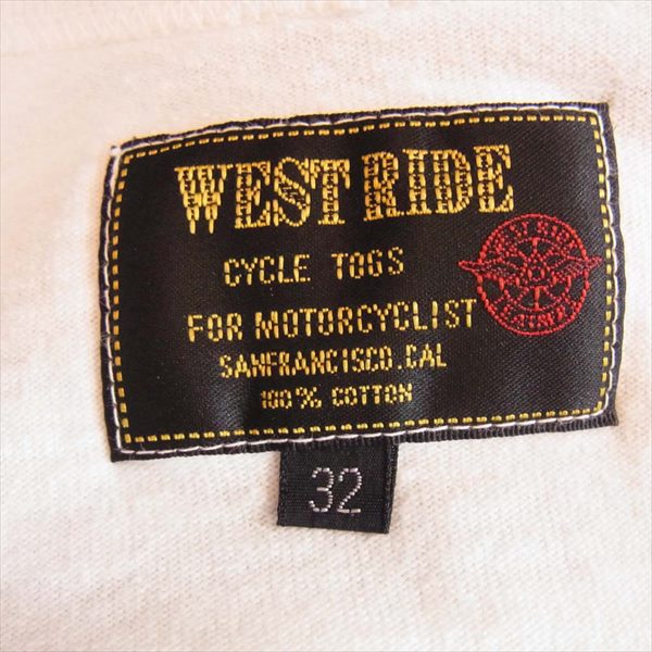 WESTRIDE ウエストライド K-OS-566 メンズ ヘンリーネック コットン 半袖 Tシャツ 白系 32【中古】