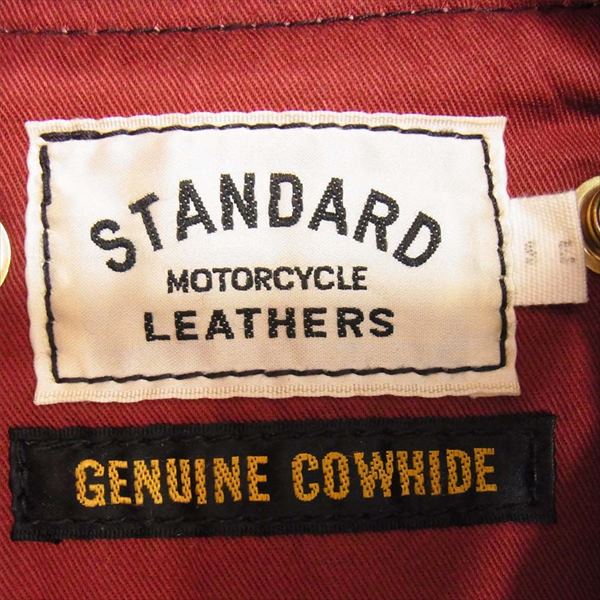 STANDARD MOTORCYCLE LEATHERS スタンダードモーターサイクルレザーズ GENUINE COWHIDE 牛革 カウハイド ファー付き シングル ライダース ジャケット 黒系 S【中古】