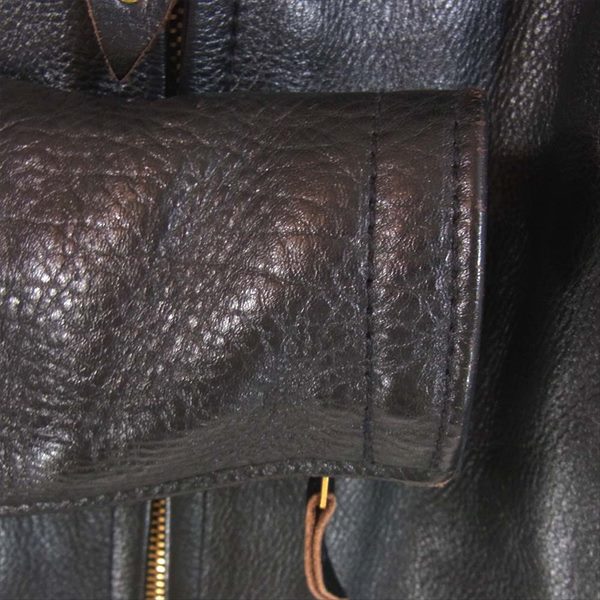 STANDARD MOTORCYCLE LEATHERS スタンダードモーターサイクルレザーズ GENUINE COWHIDE 牛革 カウハイド ファー付き シングル ライダース ジャケット 黒系 S【中古】