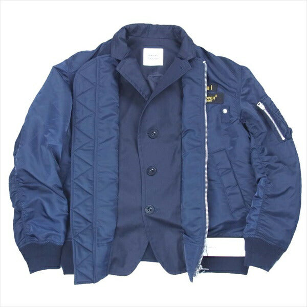 Sacai サカイ アンダーカバー UNDERCOVER 20-02444M 20SS irreversible イリバーシブル グラフィック プリント MA-1 ブルゾン ジャケット ネイビー系 2【新古品】【未使用】【中古】