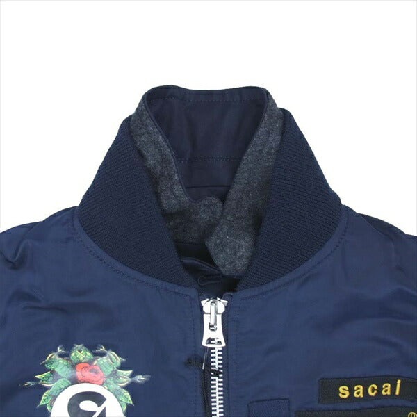 Sacai サカイ アンダーカバー UNDERCOVER 20-02444M 20SS irreversible イリバーシブル グラフィック プリント MA-1 ブルゾン ジャケット ネイビー系 2【新古品】【未使用】【中古】