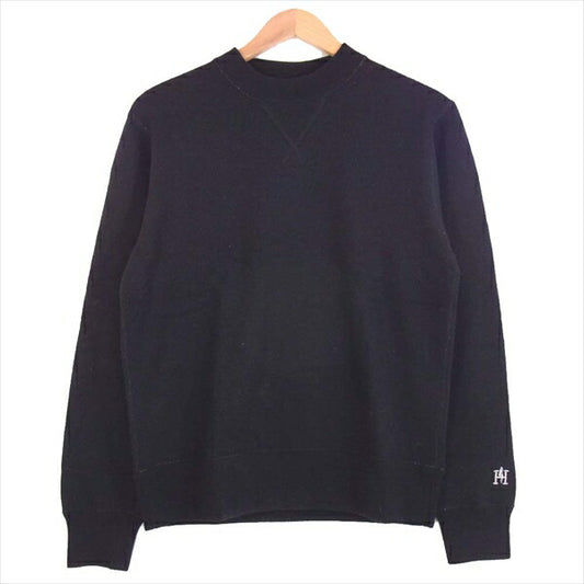 HYSTERIC GLAMOUR ヒステリックグラマー 0263CS03 コットン ウール 前V クルーネック リブ ニット 黒系 M【中古】