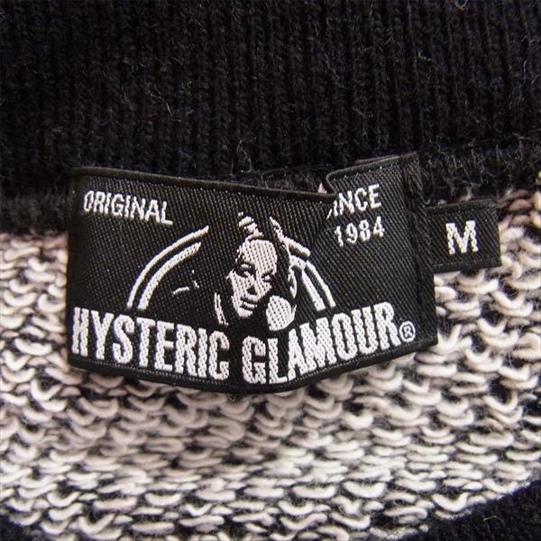 HYSTERIC GLAMOUR ヒステリックグラマー 0263CS03 コットン ウール 前V クルーネック リブ ニット 黒系 M【中古】