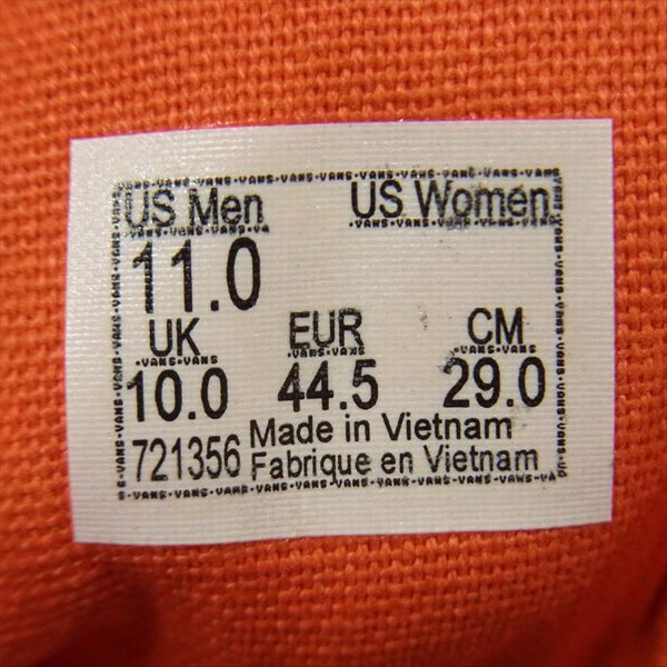 WTAPS ダブルタップス バンズ VANS VAULT 20AW OG ERA LX BONES エラ ボーンズ スニーカー オレンジ系 29cm【新古品】【未使用】【中古】