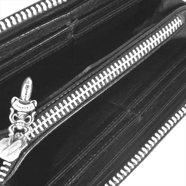 CHROME HEARTS クロムハーツ（原本無） REC F ZIP セメタリークロス パッチ ラウンドジップ レザー ウォレット 財布 黒系【中古】