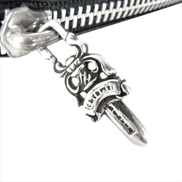 CHROME HEARTS クロムハーツ（原本無） REC F ZIP セメタリークロス パッチ ラウンドジップ レザー ウォレット 財布 黒系【中古】