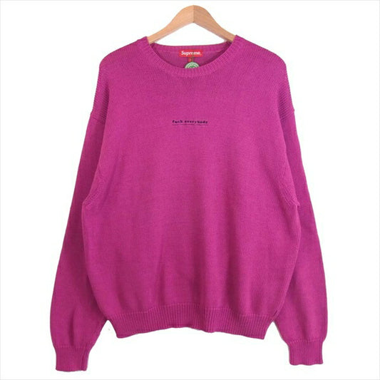 Supreme シュプリーム 19SS Fuck Everybody Sweater 刺繍 クルーネット セーター ニット パープル系 L【極上美品】【中古】