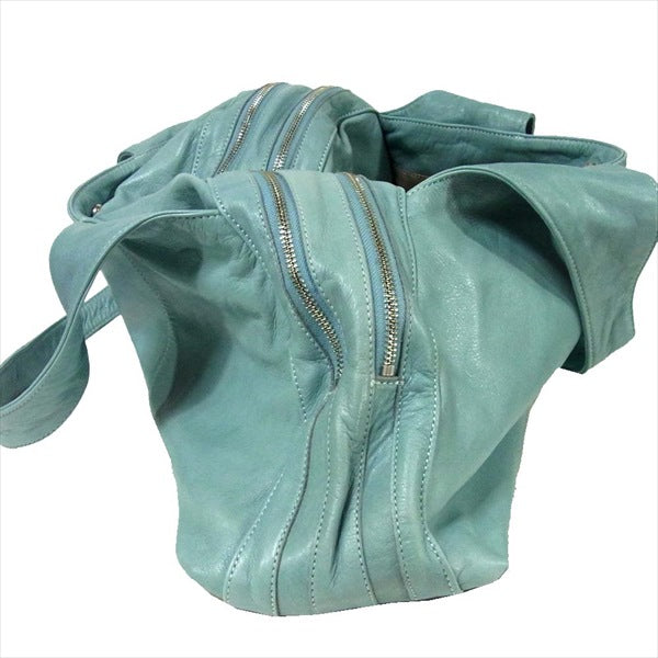 aniary アニアリ 01-06000 レザー 牛革 日本製 ボストンバッグ 水色系 W50×H28×D12.5cm【美品】【中古】