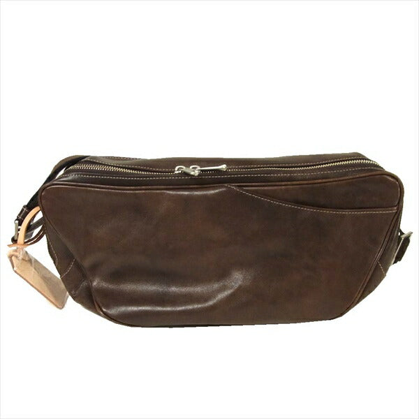 aniary アニアリ ANS310 Barchetta Ⅲ バルケッタ 3層 レザー ショルダーバッグ ダークブラウン系 W40×H19×D15cm【美品】【中古】