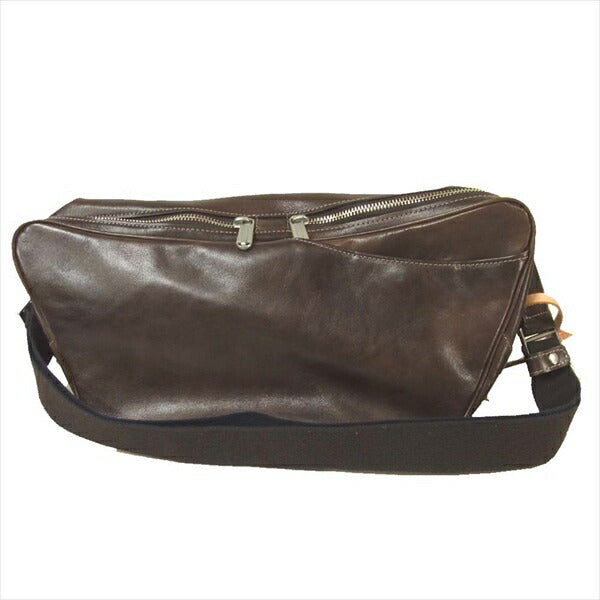 aniary アニアリ ANS310 Barchetta Ⅲ バルケッタ 3層 レザー ショルダーバッグ ダークブラウン系 W40×H19×D15cm【美品】【中古】