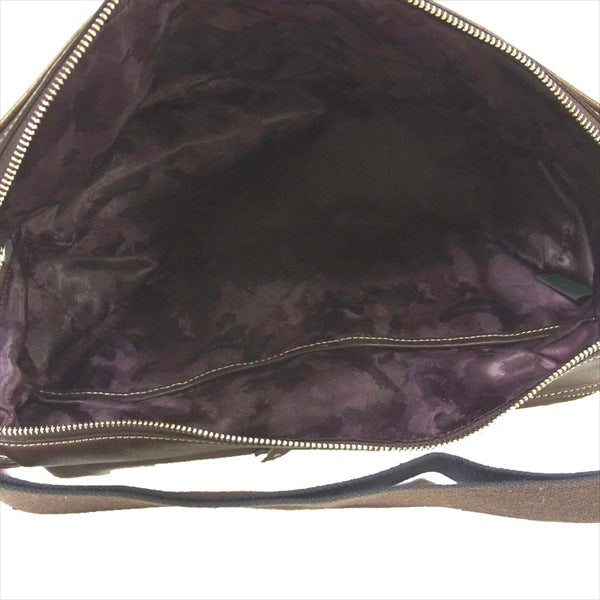 aniary アニアリ ANS310 Barchetta Ⅲ バルケッタ 3層 レザー ショルダーバッグ ダークブラウン系 W40×H19×D15cm【美品】【中古】