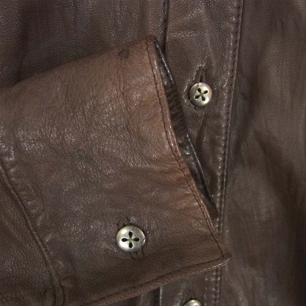 Edition エディション 120007 スタンダードカラー 羊革 ラムレザー 長袖シャツ ブラウン系 48【中古】