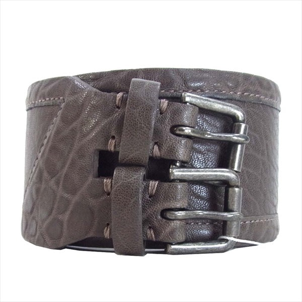HELMUT LANG ヘルムートラング TWO BUCKLE BELT 羊革 トゥー バックル レディース ベルト ダークブラウン系 P【新古品】【未使用】【中古】
