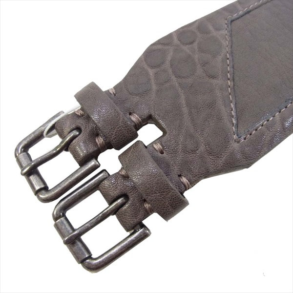 HELMUT LANG ヘルムートラング TWO BUCKLE BELT 羊革 トゥー バックル レディース ベルト ダークブラウン系 P【新古品】【未使用】【中古】