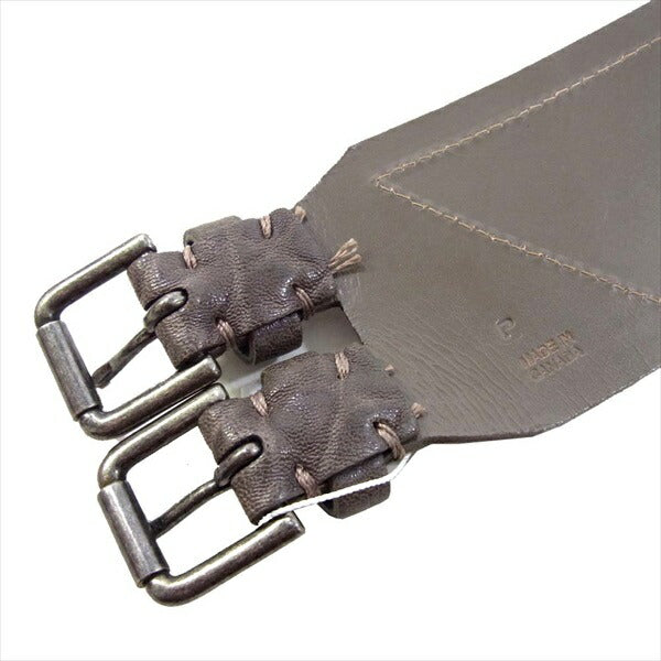HELMUT LANG ヘルムートラング TWO BUCKLE BELT 羊革 トゥー バックル レディース ベルト ダークブラウン系 P【新古品】【未使用】【中古】