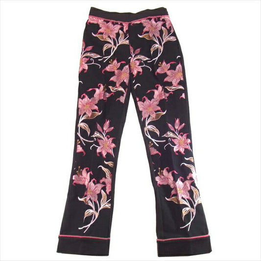 PAOLA FRANI パオラフラーニ 刺繍 パイピング イタリア製 レディース パンツ ブラック系 ブラック系 38【極上美品】【中古】