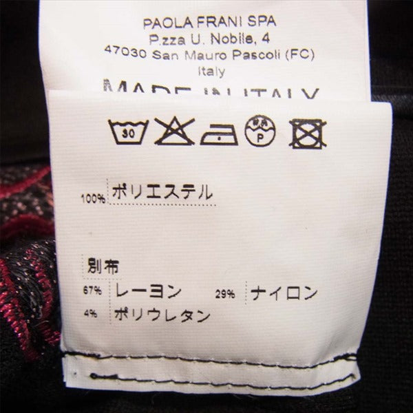 PAOLA FRANI パオラフラーニ 刺繍 パイピング イタリア製 レディース パンツ ブラック系 ブラック系 38【極上美品】【中古】