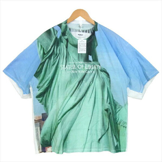 ダブレット 20SS FACEOUT TOURIST T-SHIRT 自由の女神 フォト プリント 水色系 L【新古品】【未使用】【中古】