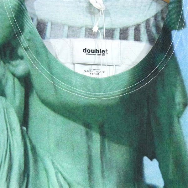 ダブレット 20SS FACEOUT TOURIST T-SHIRT 自由の女神 フォト プリント 水色系 L【新古品】【未使用】【中古】