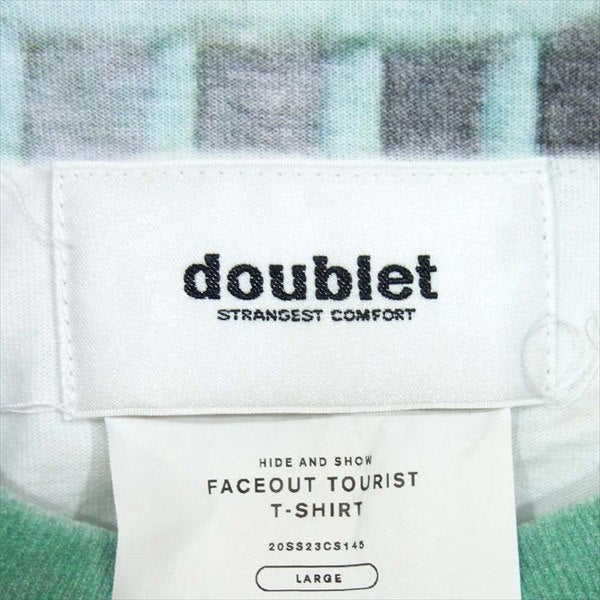 ダブレット 20SS FACEOUT TOURIST T-SHIRT 自由の女神 フォト プリント 水色系 L【新古品】【未使用】【中古】
