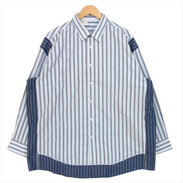 N.HOOLYWOOD エヌハリウッド 20AW ビッグ シルエット ストライプ 長袖シャツ 水色系 44【新古品】【未使用】【中古】