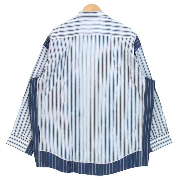 N.HOOLYWOOD エヌハリウッド 20AW ビッグ シルエット ストライプ 長袖シャツ 水色系 44【新古品】【未使用】【中古】