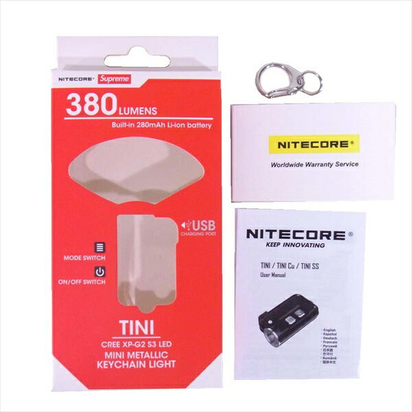 Supreme シュプリーム × NITECORE 19AW Tini Keychain Light キーチェーン ライト レッド系【新古品】【未使用】【中古】