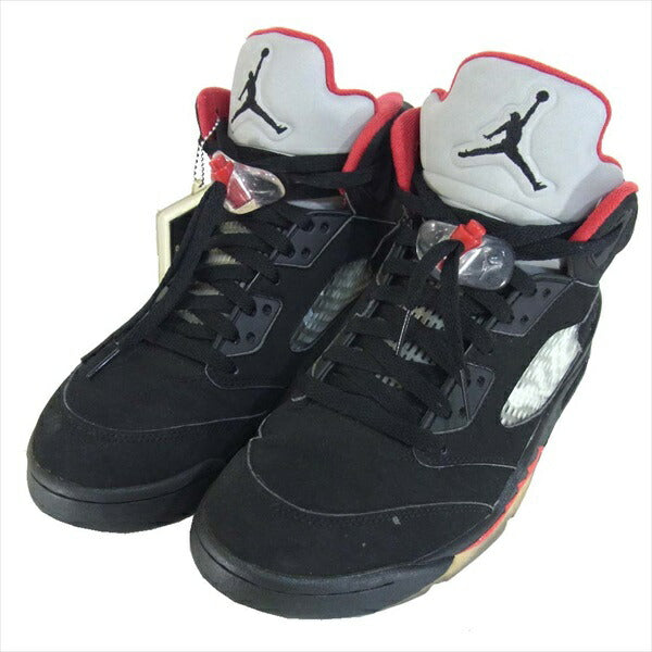 Supreme シュプリーム × ナイキ NIKE 15AW 824371-001 AIR JORDAN 5 RETRO エアジョーダン スニーカー Black/White-Varsity red US9【中古】