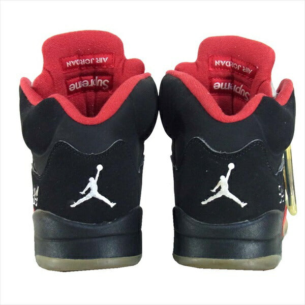 Supreme シュプリーム × ナイキ NIKE 15AW 824371-001 AIR JORDAN 5 RETRO エアジョーダン スニーカー Black/White-Varsity red US9【中古】