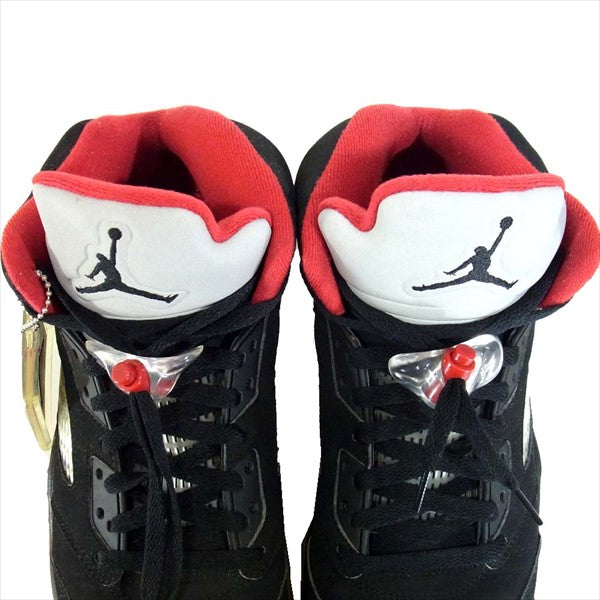Supreme シュプリーム × ナイキ NIKE 15AW 824371-001 AIR JORDAN 5 RETRO エアジョーダン スニーカー Black/White-Varsity red US9【中古】