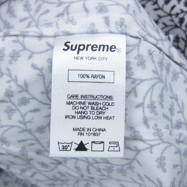 Supreme シュプリーム 19SS Vine Rayon Shirt 総柄 レーヨン シャツ 長袖シャツ 白 S【新古品】【未使用】【中古】