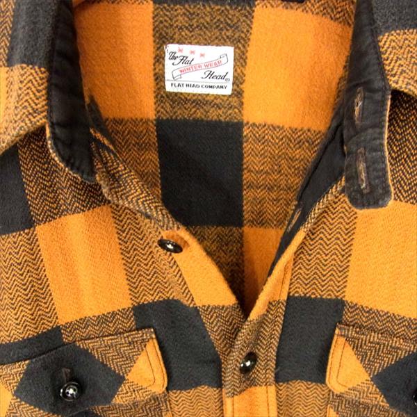 フラットヘッド THE FLAT HEAD コットン チェック ネルシャツ 長袖シャツ ブラウン系 36 【即決】 ブラウン系 36【中古】