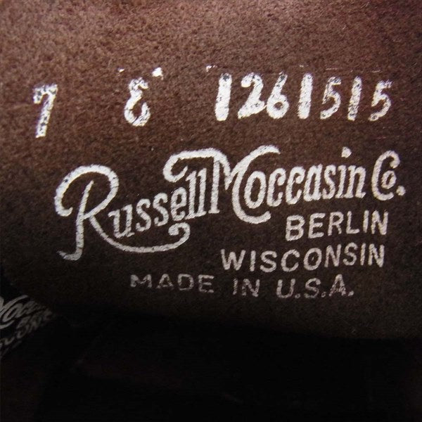 RUSSELL MOCCASIN ラッセルモカシン ディアスキン レザー モカシン ブーツ モカシンブーツ ダークブラウン系 US7【中古】