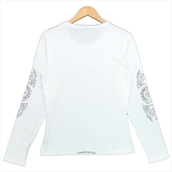 CHROME HEARTS クロムハーツ（原本無） フローラルクロス プリント ロンT ロングスリーブ Tシャツ ホワイト系 L【中古】