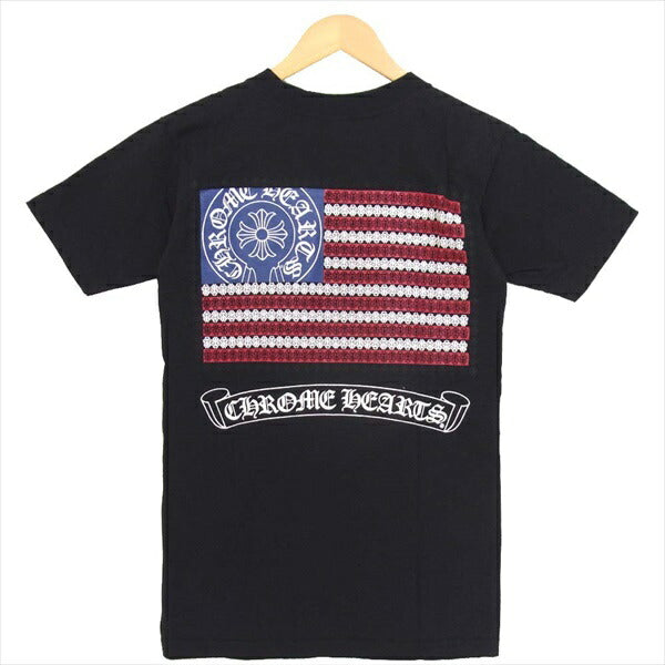 CHROME HEARTS クロムハーツ（原本無） 星条旗 アメリカ国旗 V53 Flag ポケット 半袖Tシャツ Tシャツ ブラック系 S【中古】