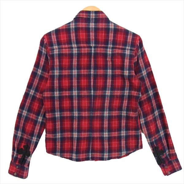 CHROME HEARTS クロムハーツ（原本有） 国内正規店原本付属 LOOSE ENDS LS クロスボール ボタン チェック ネル シャツ レッド系 SM【中古】