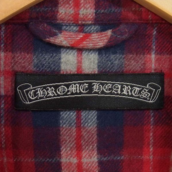 CHROME HEARTS クロムハーツ（原本有） 国内正規店原本付属 LOOSE ENDS LS クロスボール ボタン チェック ネル シャツ レッド系 SM【中古】