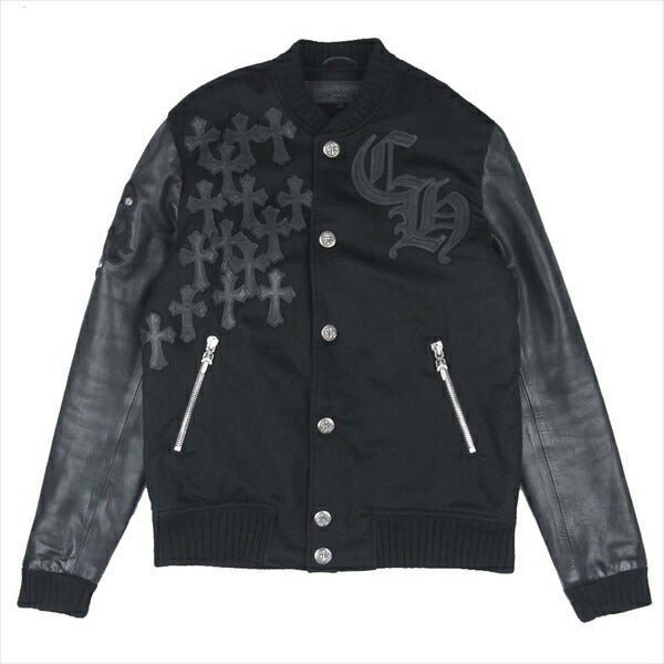 CHROME HEARTS クロムハーツ（原本無） クロスボタン レターマン スタジャン ジャケット ブラック系 S【中古】