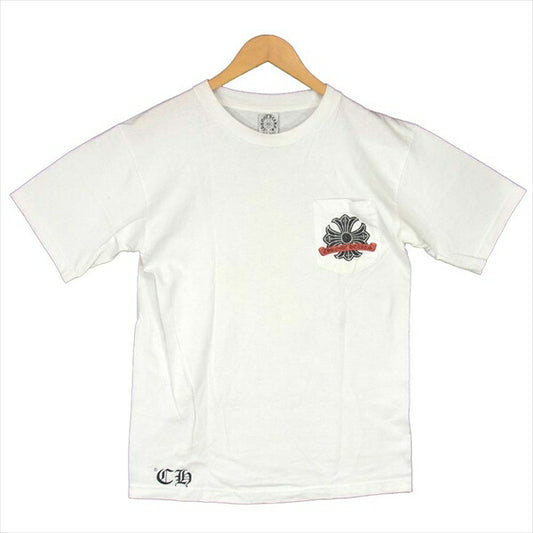 CHROME HEARTS クロムハーツ（原本無） CHプラス ホースシュー バックプリント ポケット クルーネック Tシャツ 白系 M【中古】