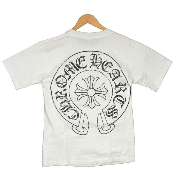 CHROME HEARTS クロムハーツ（原本無） CHプラス ホースシュー バックプリント ポケット クルーネック Tシャツ 白系 M【中古】