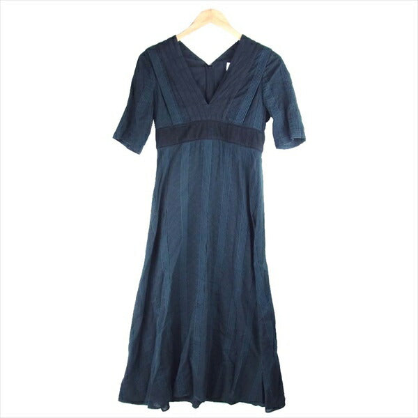 MAME マメ Pin Tuck Border V-nec Dress Vネック ワンピース レディース スカート ブラック系 2【中古】