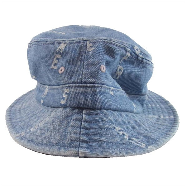 Supreme シュプリーム 20AW Logo Stripe Jacquard Denim Crusher 帽子 インディゴブルー系【極上美品】【中古】