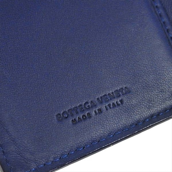 BOTTEGAVENETA ボッテガヴェネタ INTRECCIATO イントレチャート ラウンドジップ レザー 財布 二つ折り財布 ネイビー系【中古】