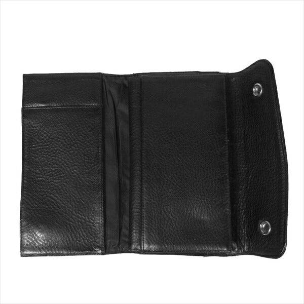 CHROME HEARTS クロムハーツ（原本有） 国内正規店原本付属 WAVE CROSS BTN クロスボタン レザー ウェーブ ウォレット 財布 ブラック系【中古】
