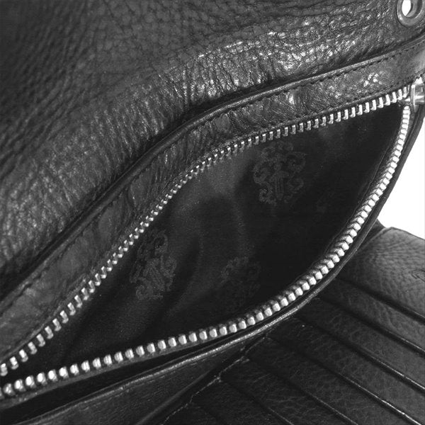 CHROME HEARTS クロムハーツ（原本有） 国内正規店原本付属 WAVE CROSS BTN クロスボタン レザー ウェーブ ウォレット 財布 ブラック系【中古】