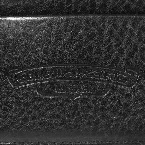 CHROME HEARTS クロムハーツ（原本有） 国内正規店原本付属 WAVE CROSS BTN クロスボタン レザー ウェーブ ウォレット 財布 ブラック系【中古】
