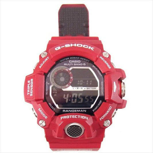 G-SHOCK ジーショック ジーショック G-SHOCK GW-9400RDJ-3410 RANGEMAN レンジマン デジタルウォッチ 時計 ウォッチ レッド系 【美品】【即決】 レッド系【美品】【中古】