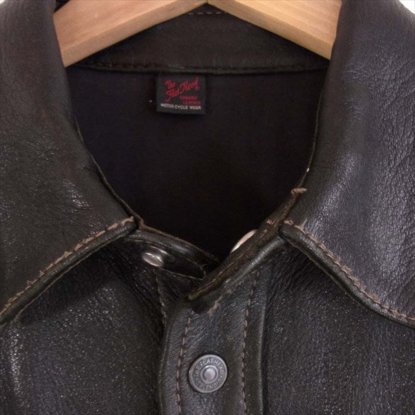 THE FLAT HEAD ザフラットヘッド FSD-300 ディアスキン 鹿革 レザー シャツ 長袖シャツ 黒系 38【中古】
