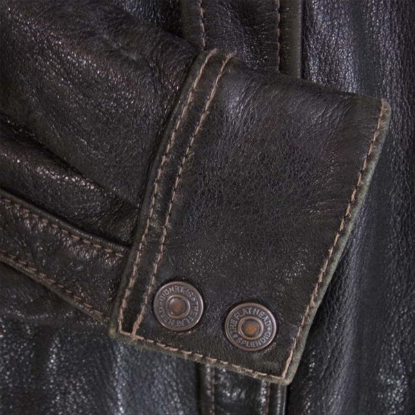 THE FLAT HEAD ザフラットヘッド FSD-300 ディアスキン 鹿革 レザー シャツ 長袖シャツ 黒系 38【中古】